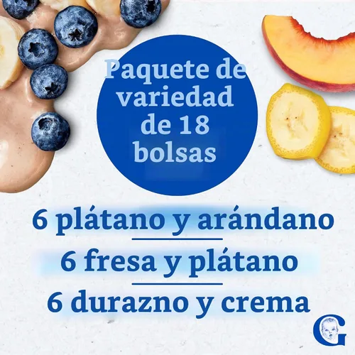Vista 3 de Gerber Bolsas variadas de frutas y yogur etapa 2, 3.5 onzas, paquete de 18