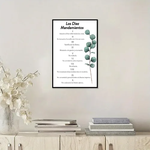 Vista 5 de Los 10 Mandamientos En Español Para Pared Versículo de la Biblia Arte de Pared Escritura Bíblica 10 Mandamientos Lienzo Pintura Religiosa Sala