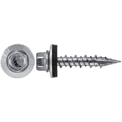 Vista 24 de 9 x 1 ABC Gray Stainless Steel Metal Roofing Screws - Hex Washer Head - Self-Piercing (SP) tip Metal to Wood siding Screws - EPDM Washer. 1 x 250
