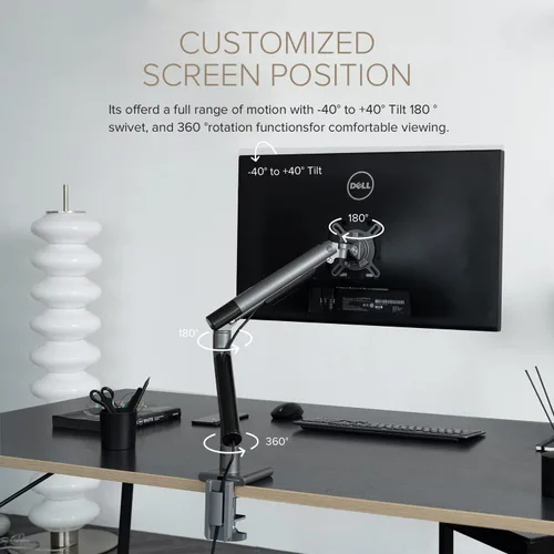 Vista 2 de POUT Eyes 12 Brazo de monitor de aluminio dual (gris/negro/individual)