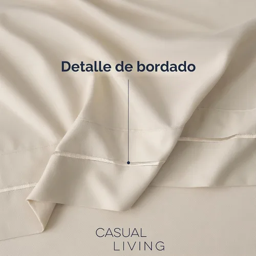 Vista 6 de Casual Living Juego de sábanas tamaño individual, microfibra refrescante, 3 piezas, color beige