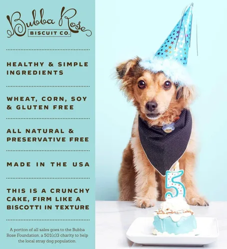Vista 4 de Bubba Rose Biscuit Company: Blue Dog Birthday Baby Cake - Textura crujiente de galletas - Golosina natural gourmet para mascotas - Pastel