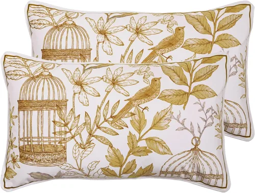 Vista 11 de patdrea Funda de almohada de terciopelo francés de diseño, 18 x 18 pulgadas Aviario