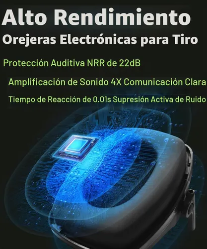 Vista 4 de ZOHAN 035 Orejeras de protección auditiva Bluetooth 5.4 para tiro con cancelación activa de ruido y amplificación de sonido, NRR 22dB para campo