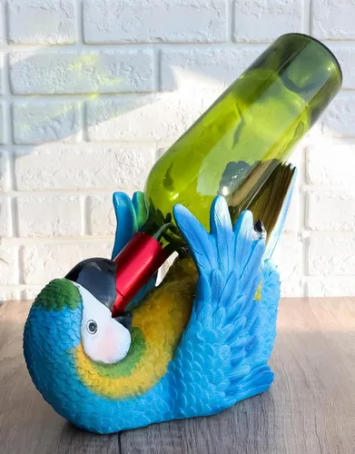 Vista 7 de Ebros Gift Tropical Rio Rainforest BlueScarlet Guacamayo Loro Portabotellas de vino Figura Caddy 10.25 pulgadas de largo Cocina Comedor Fiesta