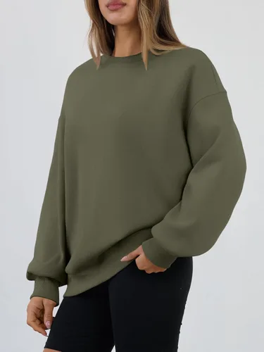 Vista 4 de Trendy Queen - Sudaderas para mujer, sudaderas con capucha de gran tamaño, cuello redondo, suéteres cómodos para otoño e invierno, ropa a la moda