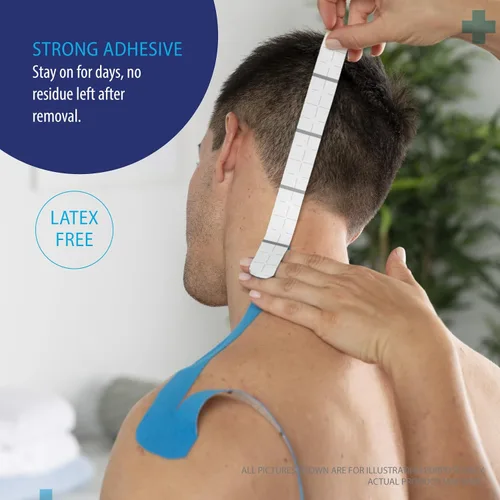 Vista 4 de Paquete de 3 cintas Kinesiology Pro Athletic Sports. Rodilla, tobillo, músculo, dinámica deportiva cinética, terapia física. Algodón resistente H2o