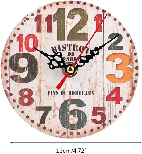 Vista 3 de Relojes de pared de madera sin tictac, funciona con pilas, estilo retro, decorativo, para sala de estar, cocina