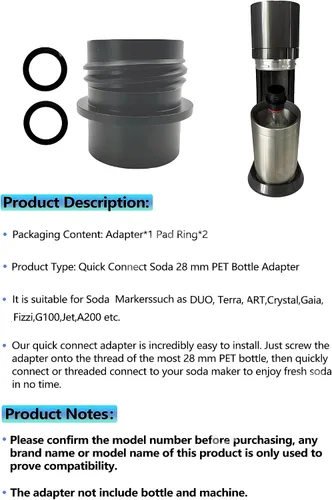 Vista 6 de Soda Machine PTE Adaptador de botella de agua compatible con Fizzi DUO Terra Art Gaia A200 G100 Soda Maker