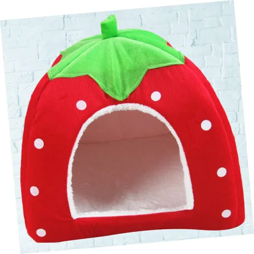 Vista 5 de Mipcase Elegante cama de fresa para mascotas, casa para gatos, compacta, fácil de mascotas, cama para dormir