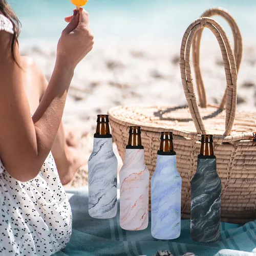Vista 7 de Cosmos 4 fundas aislantes de neopreno para botellas de cerveza, fundas aislantes, fundas para botellas de 12 onzas con abridor de botellas integrado