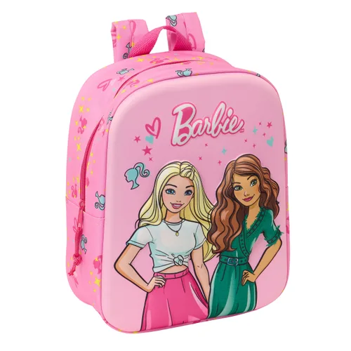 Vista 2 de Mochila Escolar Barbie Rosa Fucsia 22 x 27 x 10 cm 3D