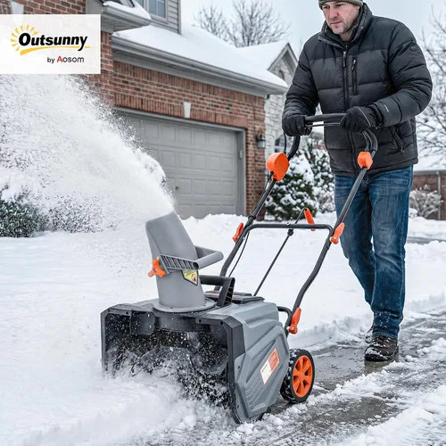 Vista 2 de Outsunny Soplador de nieve inalámbrico de 40V 18" con taladro de PU, motor