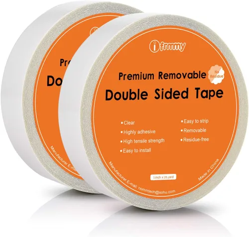 Vista 11 de i frmmy Cinta adhesiva transparente extraíble de doble cara, sin residuos, 0.7 pulgadas x 13 yardas (3 rollos)