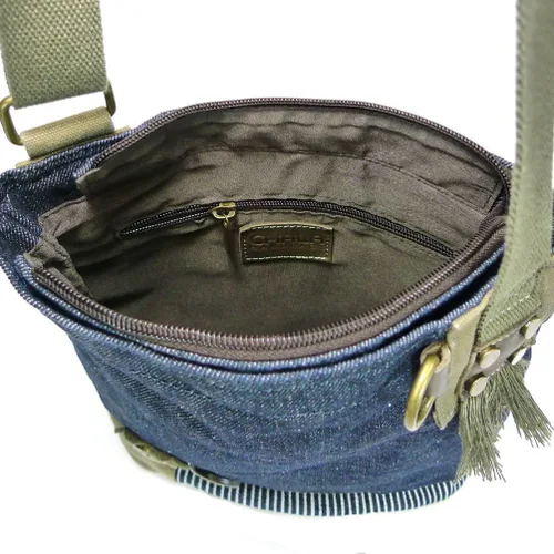 Vista 6 de Chala Bolso Patch Bandolera DRAGONFLY Denim Azul Marino Bolsa, Pequeño