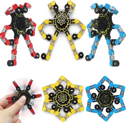 Vista 8 de 6 juguetes giratorios antiestrés, juguete luminoso transformable con cadena para niños y niñas, giroscopio con punta de los dedos, regalos