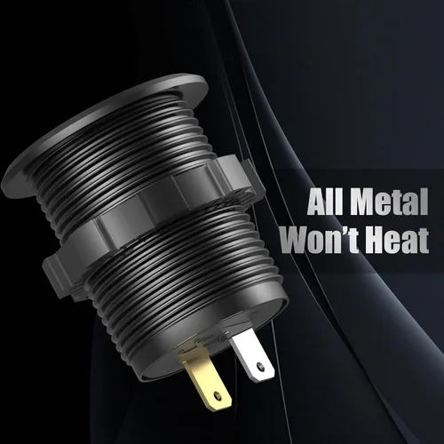 Vista 4 de Cargador de aluminio USB de 12 V PD 3.0 tipo C y doble carga rápida 3.0 puerto USB múltiple impermeable de 12 V/24 V USB con interruptor táctil, kit