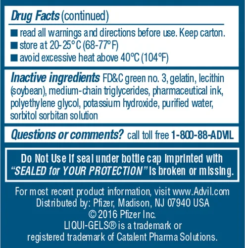 Vista 13 de Advil Liqui-Gels - Analgésico y reductor de fiebre, medicamento para el dolor para adultos con ibuprofeno 200 mg para dolor de cabeza, dolor