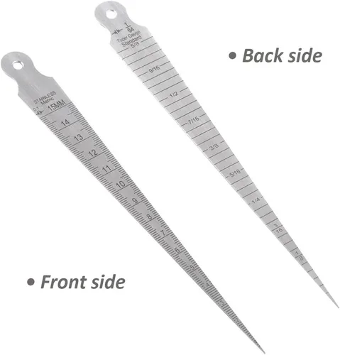 Vista 2 de Medidor cónico de 0.039-0.591 in 1/32-5/8 pulgadas de acero inoxidable medidor de soldadura cónico en pulgadas y métrica herramienta de medición