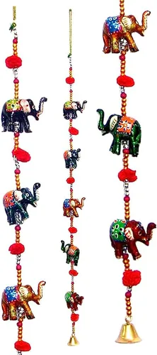 Vista 3 de Capa colgante de elefante pequeño tradicional indio, puerta, pared, decorativo
