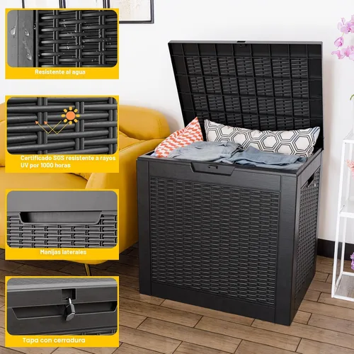 Vista 2 de DRATO Caja de almacenamiento para cubierta de 31 galones, caja de almacenamiento para exteriores para cojines de patio, herramientas de jardín, caja