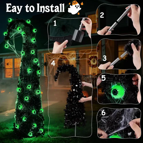Vista 9 de Brizled Prelit Black Halloween Tree, 5 ft Lighted Fall Tree with Lights
