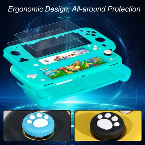 Vista 5 de Accessories Kit for Nintendo Switch Lite - YOOWA Accessories Bundle with Carrying Case, Protective Cover case, 2-Pack Tempered Glass Screen