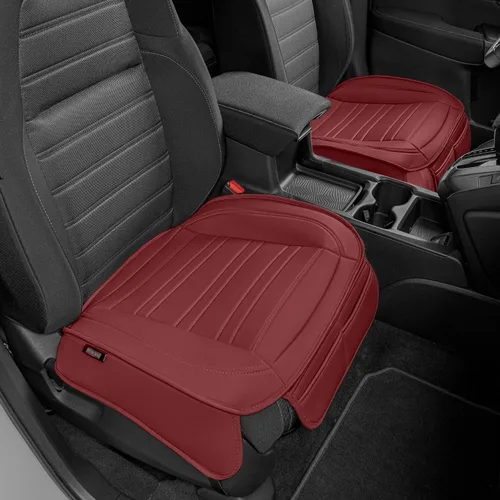 Vista 10 de Motor Trend - Cojín de asiento trasero, funda de piel sintética con costuras en diamante para automóvil, camión y SUV, acolchado, impermeable, Negro