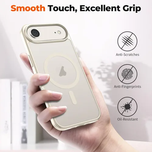 Vista 6 de zapica Funda magnética para iPhone Air, con protector de pantalla de vidrio templado, compatible con MagSafe, translúcida mate, a prueba de golpes