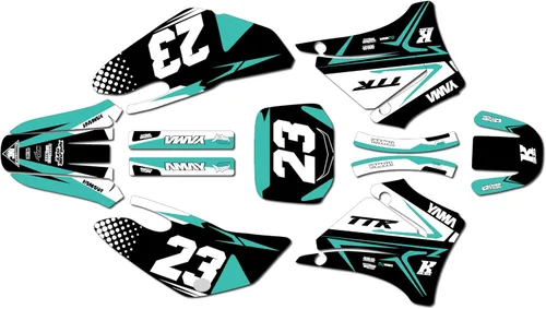 Vista 5 de Kit de gráficos Kalair GFX para Yamaha TTR125 (2000-2007) Serie Evader Azul Rojo 9 Mil - Adhesivos de gráficos personalizados para carreras