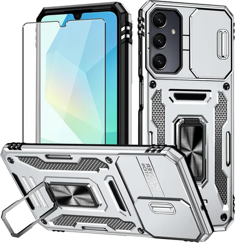 Vista 11 de Para Samsung Galaxy A16 5G Funda con Protector de Pantalla y con Cubierta de Cámara, Soporte Giratório de 360° Grado Militar (Resistente) Protector