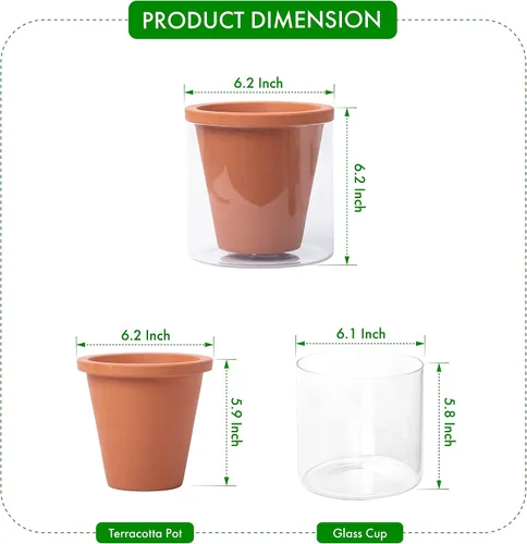 Vista 103 de D'vine Dev - Maceta de terracota negra con riego automático, 4 pulgadas, 37-X-A-3