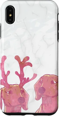 Vista 7 de iPhone 14 Rosa Dachshund Deer Astler Cute Animal Dog Lovers Estuche de regalo
