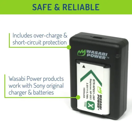 Vista 4 de Wasabi Power Batería NP-BX1 (paquete de 2) y cargador USB dual para Sony NP-BX1/M8, ZV-1, ZV-1 II, Cyber-Shot DSC-HX95, HX99, HX350, RX1, RX1R II