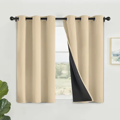 Vista 142 de SimpleHome - Cortinas opacas 100% para recámara, cortinas de ventana con ojales beige, con aislamiento térmico, cortinas de oscurecimiento