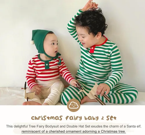 Vista 4 de Disfraz de elfo navideño para bebé de 0 a 18 meses, 100% algodón, incluye adorable sombrero de elfo y mameluco