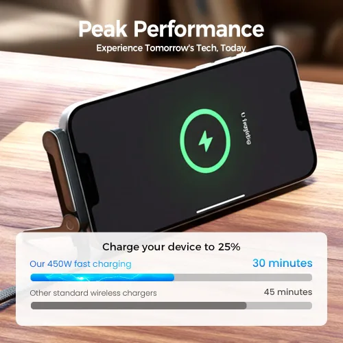 Vista 5 de Cable de carga rápida trenzado de 240 W con soporte para teléfono integrado, cable de carga USB-C a USB-C duradero en forma de T 2026, cable de negro