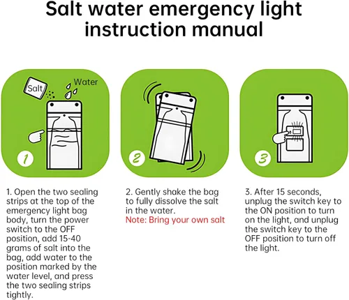 Vista 4 de Lámpara de emergencia con luz de sal de agua, linterna LED alimentada por sal, 50 lúmenes LED linterna de camping para cortes de energía Pesca