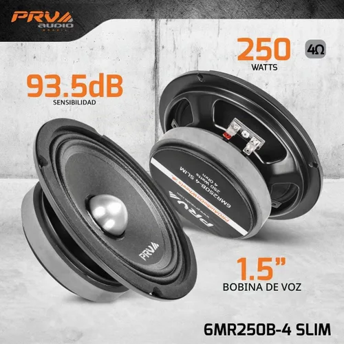 Vista 2 de PRV AUDIO Altavoz bala de rango medio poco profundo de 6.5 pulgadas 6MR250B-4 delgado, 250 vatios 4 ohmios altavoz delgado de audio para automóvil