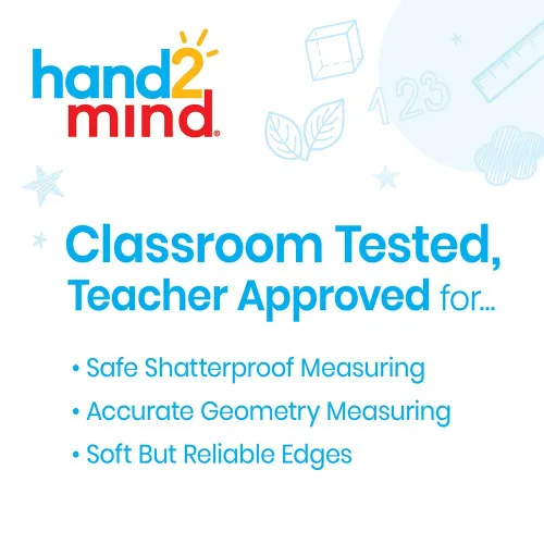 Vista 2 de hand2mind Reglas de plástico Safe-T multicolor, transparentes, semiflexibles de 12 pulgadas, reglas de plástico arcoíris, regla de seguridad