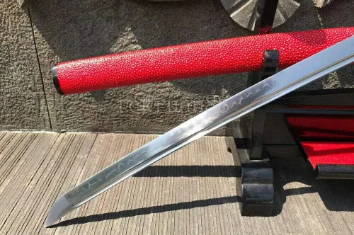 Vista 8 de YL Espada a mano forjada T10 arcilla de acero templada espiga completa japonesa Katana Espada Latón Tsuba