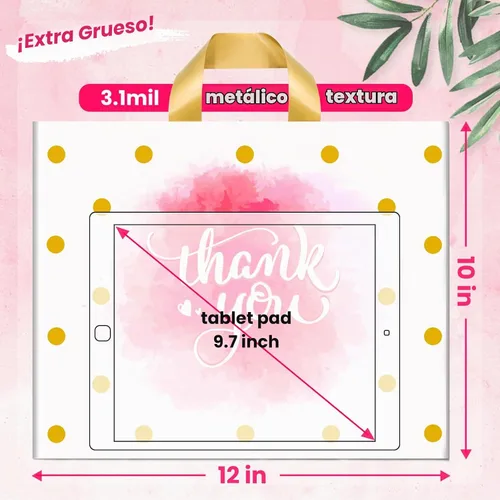 Vista 2 de Bolsas de agradecimiento – Paquete de 50 bolsas de mercancía extra gruesas de 10 x 12 pulgadas con asa de bucle para pequeñas empresas minoristas