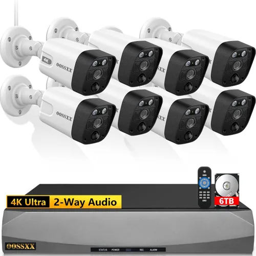Vista 18 de (Actualización 2026) Sistema de cámara de seguridad 4K PoE con detección humana PIR e IA, NVR de 8 canales con disco duro de 4 TB, 4 cámaras, ultra