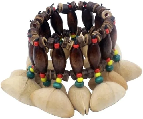 Vista 2 de Pulsera de concha de nueces estilo tribal africano Dora Nut Handbell Accesorios de percusión