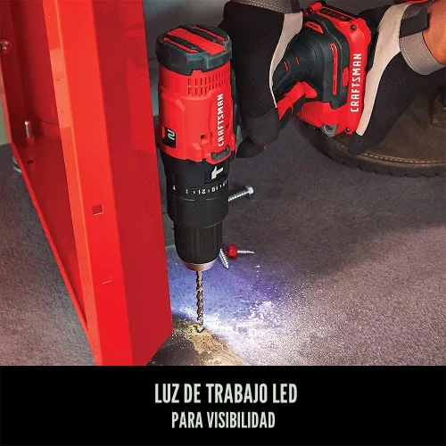 Vista 6 de CRAFTSMAN V20 Kit de taladro de martillo inalámbrico, 1/2 pulgada, 2 baterías y cargador incluidos (CMCD711C2)