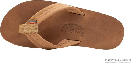 Vista 3 de Rainbow - Sandalias de cuero para hombre, doble capa con arco y banda ancha
