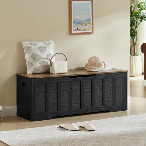 Vista 4 de VANKILEY 51.2" Storage Chest Extra Large,Wooden Storage Bench,Black+Brown