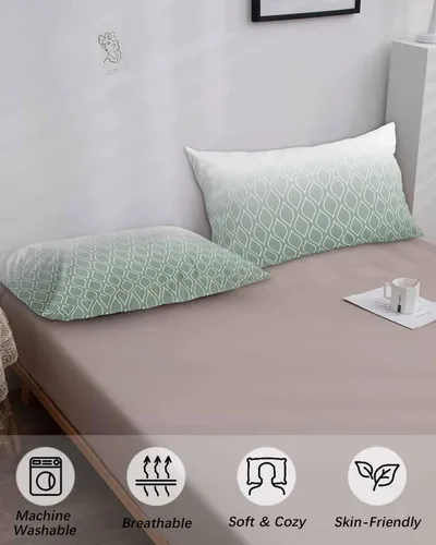 Vista 4 de Fundas de almohada de tamaño King de Marruecos verdes, fundas de almohada suaves para cama, fundas de almohada decorativas de lujo, funda de cojín