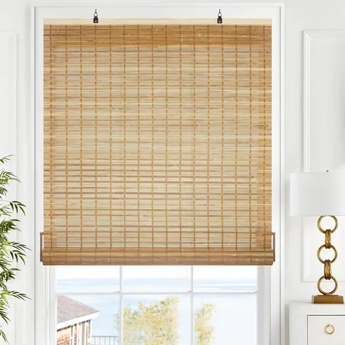 Vista 14 de LazBlinds Persianas de Bambú sin Cordón, Cortinas Enrollables para Ventanas, Persianas Colgantes con Filtro de Luz para Ventanas, Cortinas de Bambú