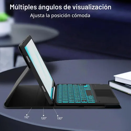 Vista 5 de Funda para Galaxy Tab A9+/A11+ de 11 pulgadas con teclado - Funda de tableta inalámbrica desmontable retroiluminada de 7 colores con panel táctil